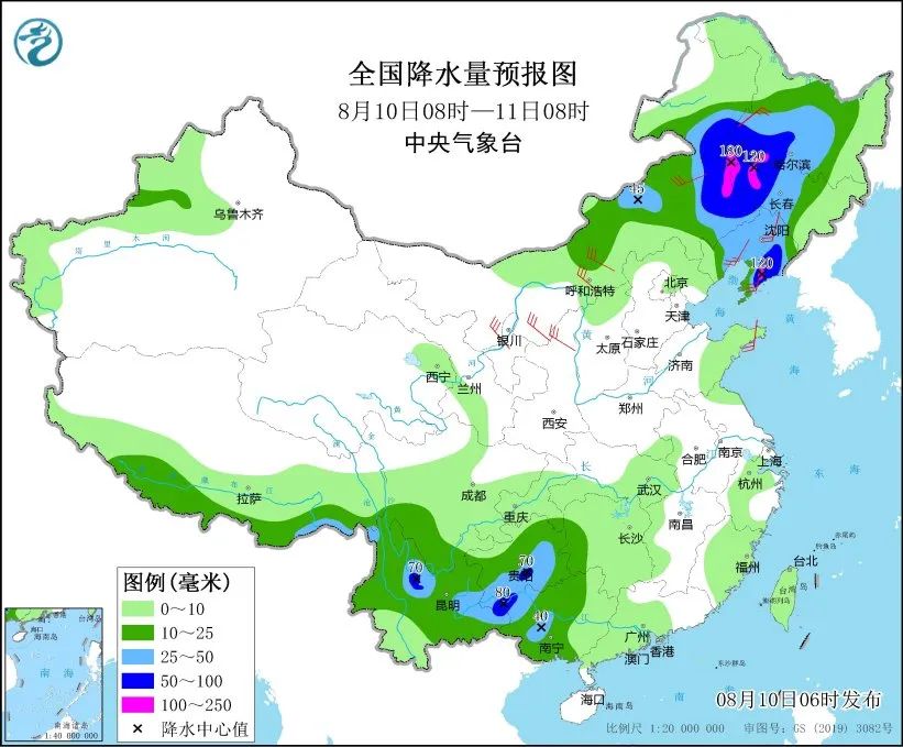 未来三天国内天气预报(8月10日)