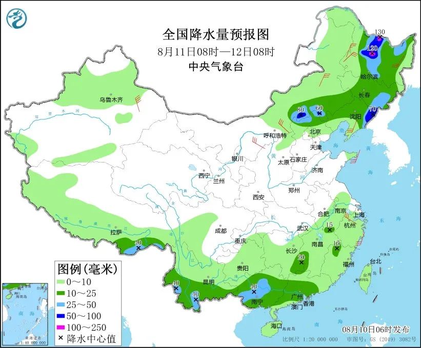 未来三天国内天气预报(8月10日)