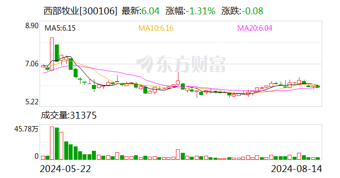 西部牧业:股东户数增加100户 户均持股6.31万元