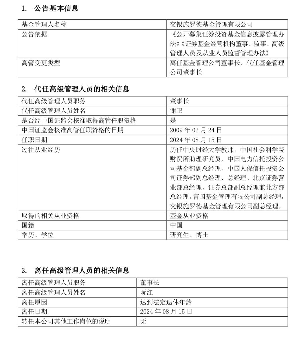 逾5500亿公募基金,董事长变动!