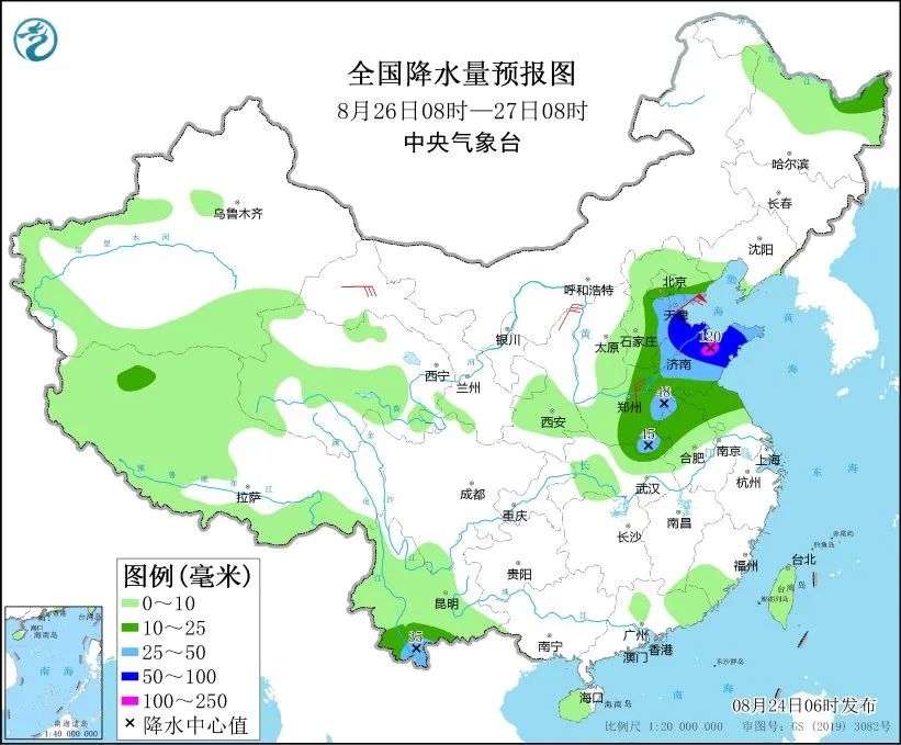未来三天国内天气预报(8月24日)