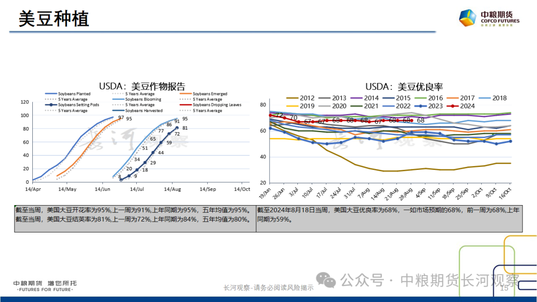 【长河报告】大豆、豆粕周度数据20240823:作物巡查结果偏好,美豆出口略有升温