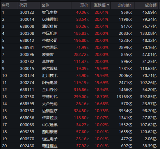 “宁王”天量暴涨18.7%!新经济龙头股再掀涨停潮,中证100ETF基金(562000)喜提“十连涨”,再创历史新高