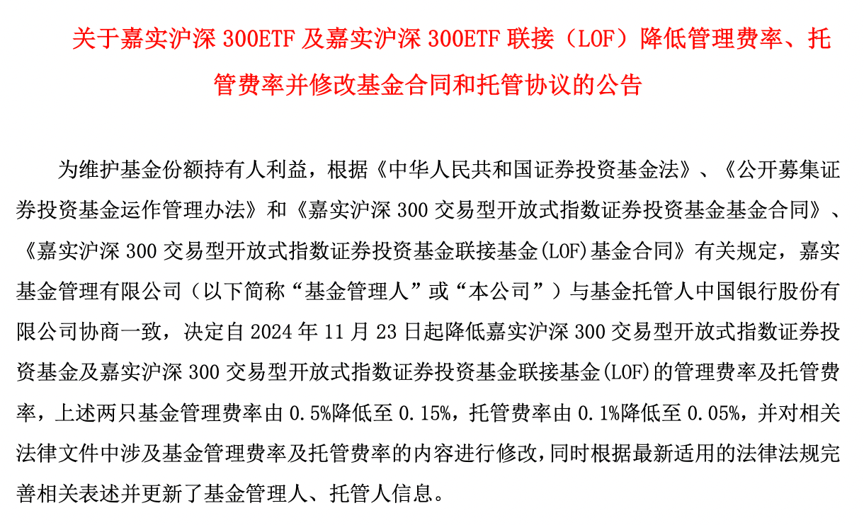 新一轮降费启动,多只千亿规模ETF管理费下调至0.15%