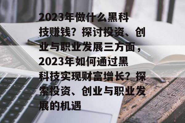 2023年做什么黑科技赚钱？探讨投资、创业与职业发展三方面，2023年如何通过黑科技实现财富增长？探索投资、创业与职业发展的机遇