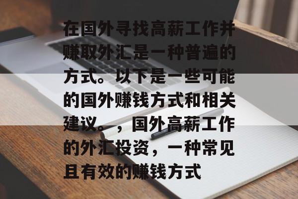 在国外寻找高薪工作并赚取外汇是一种普遍的方式。以下是一些可能的国外赚钱方式和相关建议。,国外高薪工作的外汇投资,一种常见且有效的赚钱方式 在国外寻找高薪工作并赚取外汇是一种普遍的方式。以下是一些可能的国外赚钱方式和相关建议。,国外高薪工作的外汇投资,一种常见且有效的赚钱方式