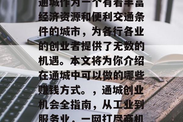 通城作为一个有着丰富经济资源和便利交通条件的城市,为各行各业的创业者提供了无数的机遇。本文将为你介绍在通城中可以做的哪些赚钱方式。,通城创业机会全指南,从工业到服务业,一网打尽商机 通城作为一个有着丰富经济资源和便利交通条件的城市,为各行各业的创业者提供了无数的机遇。本文将为你介绍在通城中可以做的哪些赚钱方式。,通城创业机会全指南,从工业到服务业,一网打尽商机