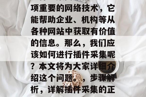 插件采集网站信息是一项重要的网络技术,它能帮助企业、机构等从各种网站中获取有价值的信息。那么,我们应该如何进行插件采集呢?本文将为大家详细介绍这个问题。,步骤解析,详解插件采集的正确方法 插件采集网站信息是一项重要的网络技术,它能帮助企业、机构等从各种网站中获取有价值的信息。那么,我们应该如何进行插件采集呢?本文将为大家详细介绍这个问题。,步骤解析,详解插件采集的正确方法