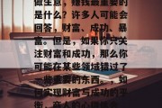 做生意，赚钱最重要的是什么？许多人可能会回答，财富、成功、暴富。但是，如果你只关注财富和成功，那么你可能在某些领域错过了一些重要的东西。，如何实现财富与成功的平衡，商人的心得体会