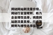 揭秘网站刷流量价格，揭秘行业潜规则，助力企业理性选择，揭露网站刷流量真相，行业潜规则与理性选择指南