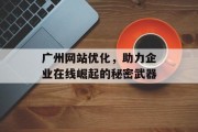 广州网站优化，助力企业在线崛起的秘密武器