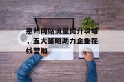 惠州网站流量提升攻略，五大策略助力企业在线营销