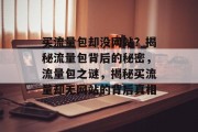 买流量包却没网站？揭秘流量包背后的秘密，流量包之谜，揭秘买流量却无网站的背后真相