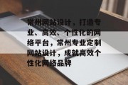 常州网站设计，打造专业、高效、个性化的网络平台，常州专业定制网站设计，成就高效个性化网络品牌