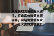 网站获取流量的五大途径，打造高效流量来源攻略，网站流量增长攻略，五大高效途径解析