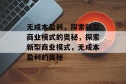 无成本盈利,探索新型商业模式的奥秘,探索新型商业模式,无成本盈利的奥秘 无成本盈利,探索新型商业模式的奥秘,探索新型商业模式,无成本盈利的奥秘
