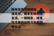 纯电信充流量网站，便捷高效，畅享无限网络生活，一键畅享，纯电信流量网站助力无限网络生活