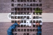 集资赚钱是一种投资行为,也被称为众筹。它是一种让个人或团体通过筹集资金来实现他们的目标的方式。无论是购买新的产品,进行一项新的项目,还是资助一个需要的人,集资都是实现这些目标的有效方式。,众筹,一个快速、低成本的筹款方式 集资赚钱是一种投资行为,也被称为众筹。它是一种让个人或团体通过筹集资金来实现他们的目标的方式。无论是购买新的产品,进行一项新的项目,还是资助一个需要的人,集资都是实现这些目标的有效方式。,众筹,一个快速、低成本的筹款方式