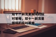 双十一前流量困境的应对策略，双十一前流量困境的应对策略