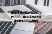 山东实体赚取利润的几种方式，山东实体经营，盈利的方式与策略