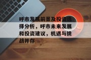 呼市发展前景及投资选择分析,呼市未来发展和投资建议,机遇与挑战并存