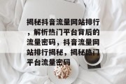 揭秘抖音流量网站排行，解析热门平台背后的流量密码，抖音流量网站排行揭秘，揭秘热门平台流量密码