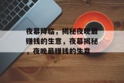 夜幕降临,揭秘夜晚最赚钱的生意,夜幕揭秘,夜晚最赚钱的生意 夜幕降临,揭秘夜晚最赚钱的生意,夜幕揭秘,夜晚最赚钱的生意