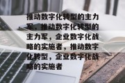 推动数字化转型的主力军，推动数字化转型的主力军，企业数字化战略的实施者，推动数字化转型，企业数字化战略的实施者