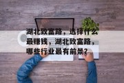 湖北致富路,选择什么最赚钱,湖北致富路,哪些行业最有前景?