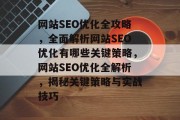 网站SEO优化全攻略，全面解析网站SEO优化有哪些关键策略，网站SEO优化全解析，揭秘关键策略与实战技巧