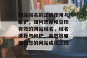 网站域名的正确使用与维护，如何选择和管理有效的网站域名，域名选择与维护，高效策略确保您的网站成功上线