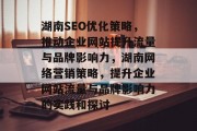 湖南SEO优化策略，推动企业网站提升流量与品牌影响力，湖南网络营销策略，提升企业网站流量与品牌影响力的实践和探讨