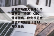 影响市场重大事件：华夏基金（香港）CEO甘添指出，稳定币总金融资产规模估计达14万亿美元