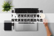 农民真的做不好生意吗？，透视农民经营难，探究其背后的原因与出路