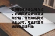台州网站设计公司介绍，台州网站设计公司详细介绍，台州知名网站设计公司，专业打造高端网络品牌形象