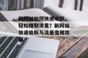 新网站如何快速吸粉，轻松赚取流量？新网站快速吸粉与流量变现攻略