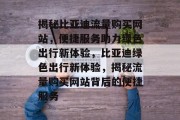 揭秘比亚迪流量购买网站，便捷服务助力绿色出行新体验，比亚迪绿色出行新体验，揭秘流量购买网站背后的便捷服务