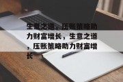 生意之道,压账策略助力财富增长,生意之道,压账策略助力财富增长 生意之道,压账策略助力财富增长,生意之道,压账策略助力财富增长