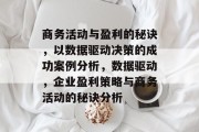 商务活动与盈利的秘诀，以数据驱动决策的成功案例分析，数据驱动，企业盈利策略与商务活动的秘诀分析