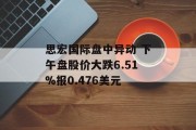 思宏国际盘中异动 下午盘股价大跌6.51%报0.476美元