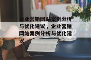 企业营销网站案例分析与优化建议，企业营销网站案例分析与优化建议