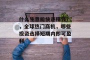 什么生意能快速赚钱?,全球热门商机,哪些投资选择短期内即可盈利