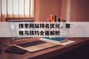 搜索网站排名优化，策略与技巧全面解析
