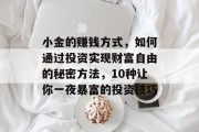 小金的赚钱方式，如何通过投资实现财富自由的秘密方法，10种让你一夜暴富的投资技巧