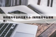 如何提升平台的流量大小（如何提高平台使用率）