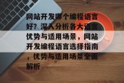 网站开发哪个编程语言好？深入分析各大语言优势与适用场景，网站开发编程语言选择指南，优势与适用场景全面解析