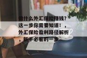 做什么外汇保险赚钱？这一步你需要知道！，外汇保险盈利路径解析，新手必看的一步