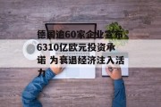 德国逾60家企业宣布6310亿欧元投资承诺 为衰退经济注入活力