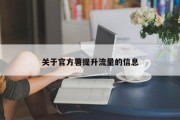 关于官方薯提升流量的信息