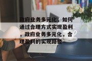 政府业务多元化，如何通过合理方式实现盈利，政府业务多元化，合理盈利的实现路径